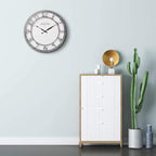 Presentime & Co 13" Farmhouse Series Wall Clock, Quartz Movement, Shiplap Style,Raised 3D Arabic Numeral, Galvanized Finish