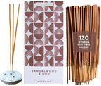 Folkulture Incense Sticks | Set of 120 Insence-Sticks with Holder for Relaxation | Sandalwood & Oud Incense| Organic, Slow Burning & Non Toxic Inscents | Luxe Santal Fragrances for Meditation