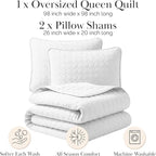 Southshore Fine Living, Inc. White Quilts Queen Size Set, Lightweight Summer Bedspread with 2 Quilted Pillow Shams, Cozy, Soft Circle-Stitch Design, Queen Size/Full Size, White