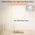 LED Desk Lamp for Office Home, Adjustable Flexible Eye-Caring Desk Light with,5 Modes 10 Brightness Adjustment, USB Adapter Desk Lamp with Clamp-LK-W
