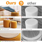 Round Ottoman with Storage Set of 2-Upholstered Velvet Vanity Stool for Makeup Multifunctional Ottomans Coffee Table Padded Seat Foot Rest (Yellow-Upgrade Taray Lid)