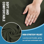 H.VERSAILTEX Sofa Cover 4 Piece T Cushion Sofa Slipcovers Thick Velvet Couch Cover Stretch T Cushion Sofa Covers for 3 Cushion Couch with 3 Individual T Cushion Covers, Olive