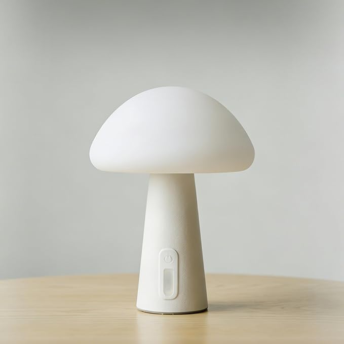 Rechargeable Touch Mushroom Table Lamp – Cordless RGB Lamp for Bedroom, Nightstand, Side Table – 3 Color Temperatures + RGB + Dimming + Type-C Charging