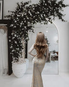Antok Full Length Mirror, 76"x44" Floor Mirror, Arched Floor Standing Freestanding Arch Full Body Mirrors with Stand for Bedroom, Hanging Mounted for Living Room Cloakroom,Gold
