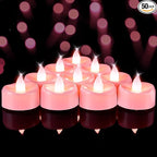 BEICHI Flameless Candles, Tea Lights Battery Operated, No Flickering Votive Candles LED Tea Lights for Wedding Christmas Party Home Decor (50 Pack, Pink)