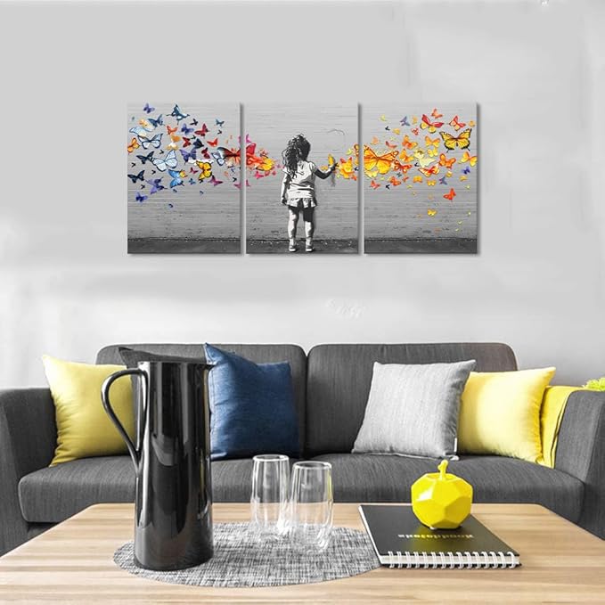 Novatique Banksy Wall Art Street Graffiti Wall Art for Bedroom Modern Banksy Style Butterfly Painting Ready to Hang Pop Art Home Decor for Living Room Bedroom,12”x 16”x3Pcs