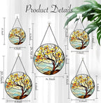 Yellow Blossom Tree Stained Glass Suncatcher Window Hanging Floral Glass Panel Nature Art Home Window Decoration Gift