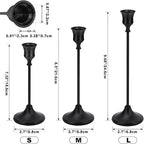 Black Candlestick Holders Taper Metal Candle Sticks Holder for Dining Table, Vintage Candelabra Tall Candle Stand for Tapered Candles, Decorative Centerpiece for Wedding Christmas Party Anniversary