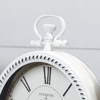 NIKKY HOME Vintage Table Clock, Metal White Table Clock Retro Non-Ticking Desk Clock Battery Operated Antique Non-Alarm Clocks for Bedroom Living Room Indoor Decoration