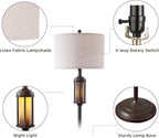 65'' Farmhouse Floor Lamp for Living Room Bedroom with 2 Light Sources, Rustic Vintage Tall Standing Lamp with Amber Nightlight for Home Office Corner, Bulbs Included