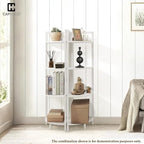 CAPHAUS 4 Tier Corner Shelf, 46.5-Inch Tall Corner Bookshelf, Metal Frame Display Rack, Round Corner Shelf Unit Rack, Small Corner Stand for Bathroom, Living Room, Home, Office, White