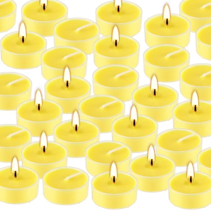 4-Hour 50Pack Citronella Tealight Candles, Outdoor and Indoor Summer Scented Candle,Natural Soy Wax Candle for Home Patio Garden Yard Balcony,BBQ Birthday Emergency