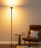 luckystyle Torchiere Floor Lamp,1200LM Dimmable Standing Lamps with Remote and Foot Switch,Custom Color Temperature Super Bright Tall Lamp for Living Room Bedroom Office,Floor Light with 12W LED Bulb