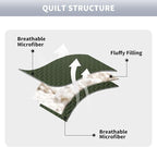 Maple&Stone Quilt Set Queen Size, Lightweight Olive Green Bedspread Ultrasonic Chevron Pattern Light Coverlet for All Season Comforter Bedding Decor - 3 Piece Full Bed Cover Sets