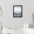 Bathroom Decor Wall Art Heart Water Drop Splash Modern Canvas Pictures Print Black Framed Bathroom Painting for Wall