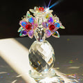 Iridescent Crystal Flower Figurine Collectibles for Women AB Color Glass Flowers Ornament Collection Crystal Christmas Decoration for Home Office