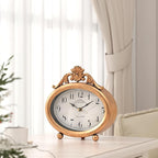 Vintage Table Clock, Desk and Shelf Decor Clock, French Rustic Antique Style Gold Mantel Clocks, for Farmhouse, Living Room, Bedroom, Bedside, Gift (7.87" H x 7.87" W)