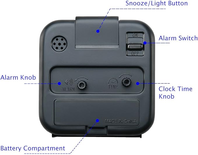 Peakeep Small Battery Operated Analog Travel Alarm Clock Silent No Ticking, Lighted on Demand and Snooze, Beep Sounds, Gentle Wake, Ascending Alarm, Easy Set (Black)
