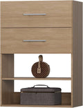ROOMTEC 19.5" 2 Drawer Short Tower Closet Unit, Modular Closet System with Drawers and Shelf, Wardrobe Organizer for Bedroom or Walk-in Closet, Wall Mounted, Customizable Clothes Storage Unit, Wood