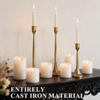 Cast Iron Tall Antique Brass Candlestick Holders Set of 3, Bronze Vintage Gold Tall Taper Candle Holders, Candle Sticks Holders Decor for Home Decor, Mantle, Table-11.8"+13.8"+15.4"(Gold)
