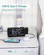 Roxicosly Projection Alarm Clock for Bedroom Ceiling, 118 dB Super Loud for Heavy Sleepers, Dual Alarm with Weekday/Weekend, Adjustable Volume, 6.7" Large Digital Dimmable Display, Easy to Read