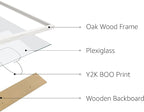 Elegant Woman in Hat Wall Art Minimalist Feminine Profile Continuous Line Drawing 16x20 Inch Oak Wood White Framed Chic Fashion Print for Vanity Bedroom