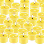 100 Pack Clear Tea Lights Candles Bulk, Summer Citronella Candle Outdoor and Indoor, for Birthday Emergency Home Garden(8 Hour, Yellow)