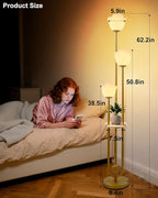 Lightdot 63IN Floral Floor Lamp 3-Lights Flower LED Floor Lamps with 3000K Bulbs Included Candle Holder Style for Wedding Party Modern Gold Tall Floor Lamp for Living Room/Sofa Beside/Corner Decor