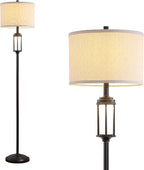 65" Modern Floor Lamp for Living Room with 2 Light Sources, Industrial Black Tall Standing Lamps with Nightlight, Retro Floor Light for Bedroom Office Reading Room, Bulbs Included