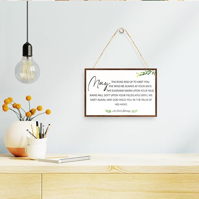 Irish Blessing Sign Wood Plaque Wall Decor,Irish Home Blessing Wooden Hanging Sign Wall Pediments for Home Front Door