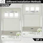 Brushed Nickel Bathroom Light Fixture, 3 Light Vanity Lights for Bathroom, Bath Lights with Milky White Frosted Glass Shades, E26 Socket