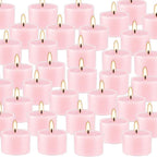 Rose Scented Candle Tealight Candles in Clear Cup, 8 Hours Consistent Smkless Clean Burning, Great for Valentine's Day Holiday, Wedding, Spa, Emergency and Home Decoration（Pink，50 Pack）