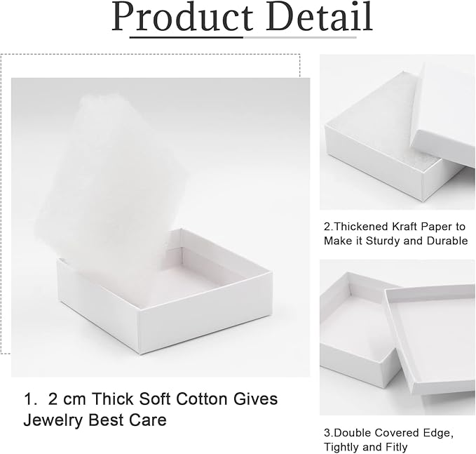 Cardboard Jewelry White Gift Boxes 20 Pack3.5×3.5×1 inches, its apply to displaying necklaces, rings, bracelets, earrings
