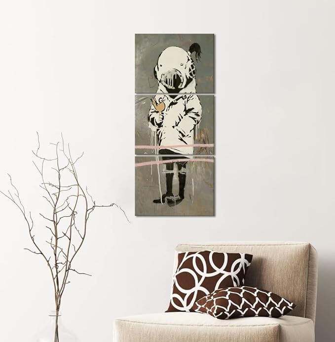 Novatique Graffiti Canvas Wall Art Banksy Wall Art for Living Room Modern Pop Graffiti Poster Abstract Girl Picture Print Home Decor for Office Living Room, 12" x 16" x 3Pcs