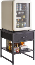 Adjustable Side Table with Drawers, Refrigerator Table,Square Coffee Table, Large Printer Stand, End Table Black YD-TM156B
