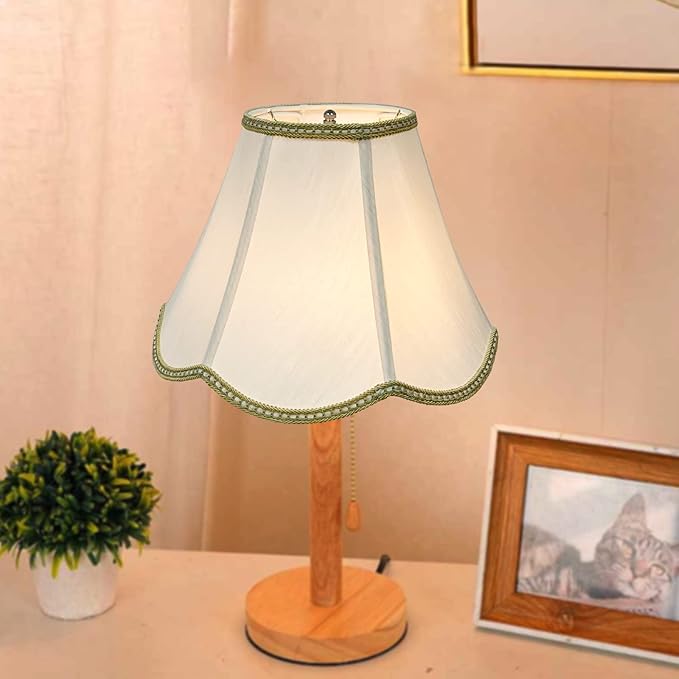 TOOTOO STAR Small Scalloped Lampshades,6" x 13" x 9.25" bell shaped Lampshade, handmade beige DIY Vintage lamp shades for Floor or Table Lamp