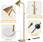 High-end Gold Brass Floor Lamp Bright 12W LED Light, Adjustable in Three Colors and Height, Electroplated Iron Lamp Post,Exquisite Craftsmanship,Standing Lamp for Living Room Bedroom Office Reading