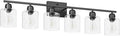 Black 6-Light Bath Vanity Lights for Mirror, Restroom Lights Fixtures with with Clear Glass Shades,Bathroom Over Sink Light Fixtures, Bathroom Light Fixtures Over Mirror