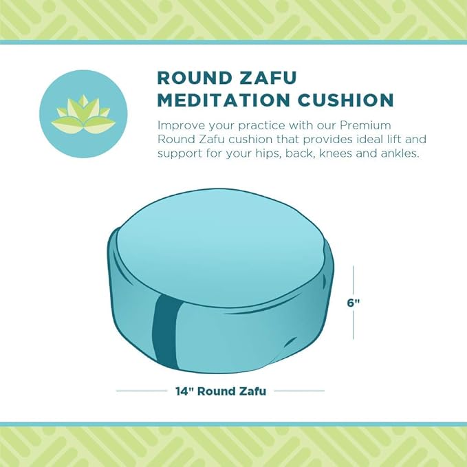 Bean Products Zafu Meditation Pillows for Sitting on Floor, Yoga Cushion, Cotton/Buckwheat Fill Yoga Pillow, Zafu Meditation Cushion, Zen Kneeling Prayer Pad- Made in USA - 14" Round - Earth