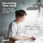 Neatfi Ultra Desk Lamp – 3,500 Lumens, 45W LED, 26-Inch Wide Shade, 5 Brightness Levels, Clamp Mount, Shadow-Free, Non-Flickering Light (Non-CCT with Clamp, Silver)