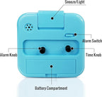 Small Battery Operated Analog Alarm Clock for Bathroom, Travel Clock, Quieter Bedrooms Desk Bedside Clocks for Kids Teen, Blue