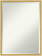 Amanti Art White Wall Mirror 25x19 Paige White Gold Rectangle Bathroom Mirror for Wall Decor Living Room, Medium Modern Wood Frame, Hangs Horizonally and Vertically, Bathroom Decor, Beveled Edge