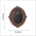 S-MANTIS Vintage Wall Sculpture, Antique Pediment, Hallway Wall Art, Hand Painted Wall Decoration With Embossed Intricate Key Design, Oval Aesthetic Room Décor, Gallery, Unique Gift (Antique Gold-Key)