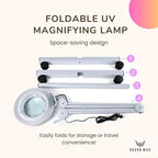 UV Magnifying Lamp with Glass Lens,120 LED Beads | 24W Professional Light | Adjustable Metal Arm | 6500K Daylight Color Temperature | Black/White |Perfect for Beauty, Crafting Repairs
