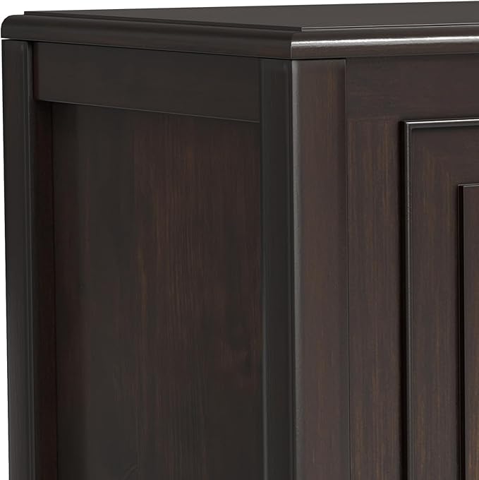 SIMPLIHOME Connaught Storage Bench - 36 inch Wide Solid Wood Small Trunk Bench in Chestnut Brown, Traditional Bench for Entryway with Lift-Up Lid and Dual Hidden Compartments