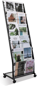 Floor-Standing Magazine Rack 6-Layer with Wheels, Brochure Display Stand for Exhibitions, Office, and Any Organization Requiring Information Display