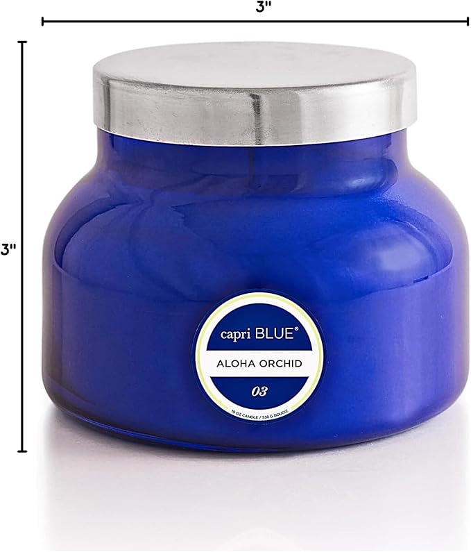 Capri Blue Signature Jar Candles - Long Lasting Soy Wax Blend - Luxury Tropical Scented Candles - Comes in Blue Decorative Glass Jar (Aloha Orchid, 19 oz)