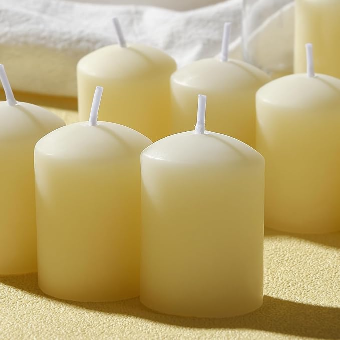 Pure Beeswax Votive Candles Bulk-Pack of 10, Natural Unscented Beeswax Candles for Family Party and Birthday Gift(Ivory)