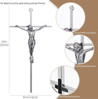 ACHIBANG 10" Silver Crucifix Wall Cross – Catholic Metal Cross with Jesus & INRI for Wall or Over-the-Door Blessing