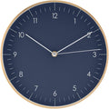 LUUK LIFESTYLE Modern Quartz Wall Clock with Silent Movement, Scandinavian Design, Kitchen and Living Room Clock, Gift idea, Trendy Home Decor, 10 inch, in Dark Blue and Gold
